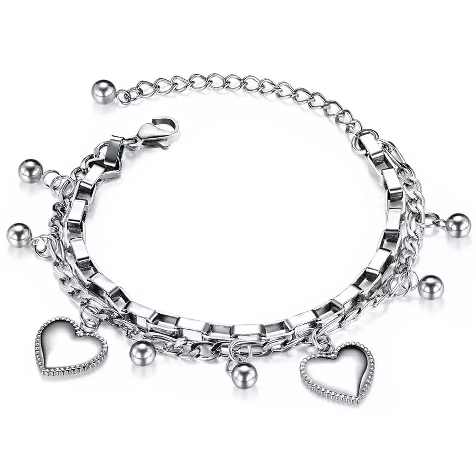 2 Hearts Charm Bracelet