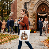 Christian Floral Pumpkin Cross Tote Bag, Boho Religious Fall Gift Shopper