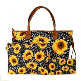 Sunflower with Animal Print 3 pc Tote
