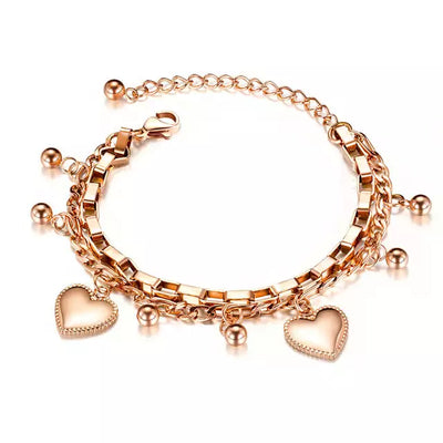 2 Hearts Charm Bracelet