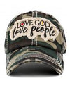 Love God Love People Distressed Cap