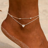 Layered Heart Beaded Anklet