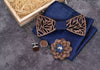 Men Wooden Bow Tie Set- Blue